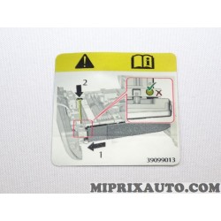 Etiquette information avertissement Opel Chevrolet original OEM 39099013 