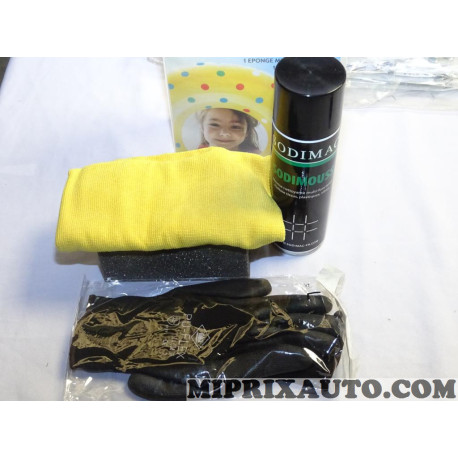 Kit été nettoyant toutes surfaces 1 eponge 1 micro fibre 1 paire de gants Sodistore original OEM 94001 