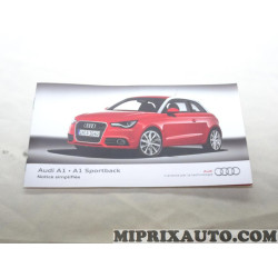 Manuel documentation notice utilisation simplifiée Volkswagen Audi Skoda Seat original OEM 1225628X040 pour audi A1 