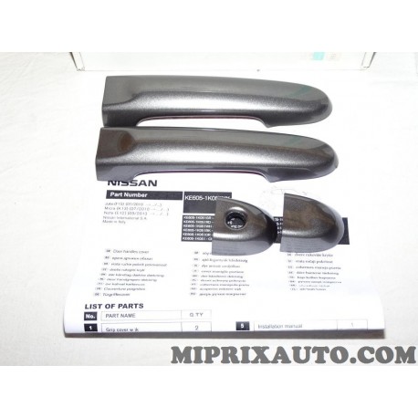 Kit Coques calotte recouvrement poignée de porte extérieur avant gris Nissan Infiniti original OEM KE6051K051GR KE605-1K051-GR p