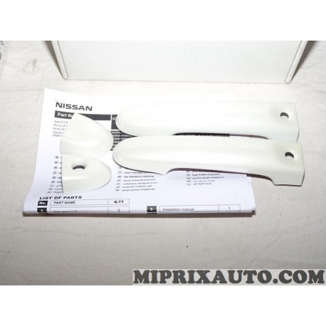 Paire coques recouvrement poignées de porte blanche Nissan Infiniti original OEM KE6051K052WP KE605-1K052-WP 